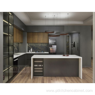 Black modern philippines island mdf kitchen cabinets